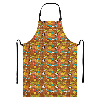 Colorful Cartoon Baby Bear Pattern Print Bib Apron With Pocket