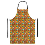Colorful Cartoon Baby Bear Pattern Print Bib Apron With Pocket