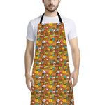 Colorful Cartoon Baby Bear Pattern Print Bib Apron With Pocket