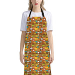 Colorful Cartoon Baby Bear Pattern Print Bib Apron With Pocket