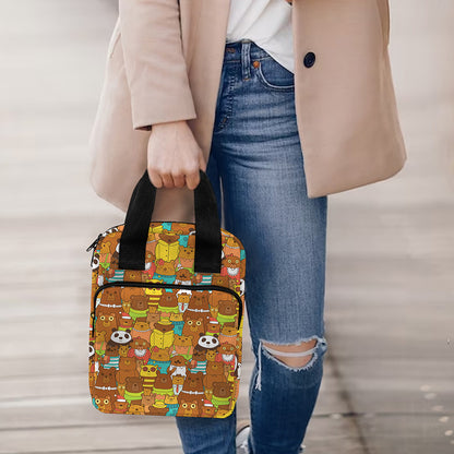 Colorful Cartoon Baby Bear Pattern Print Bible Tote Bag