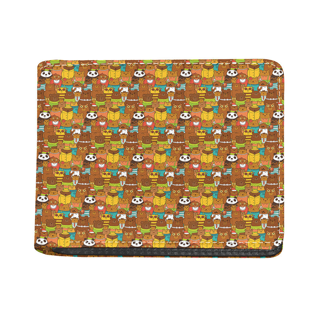 Colorful Cartoon Baby Bear Pattern Print Bifold Wallet