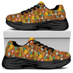 Colorful Cartoon Baby Bear Pattern Print Black Chunky Shoes