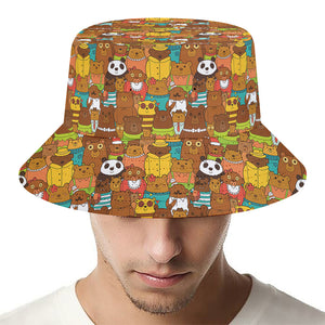 Colorful Cartoon Baby Bear Pattern Print Bucket Hat