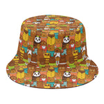 Colorful Cartoon Baby Bear Pattern Print Bucket Hat