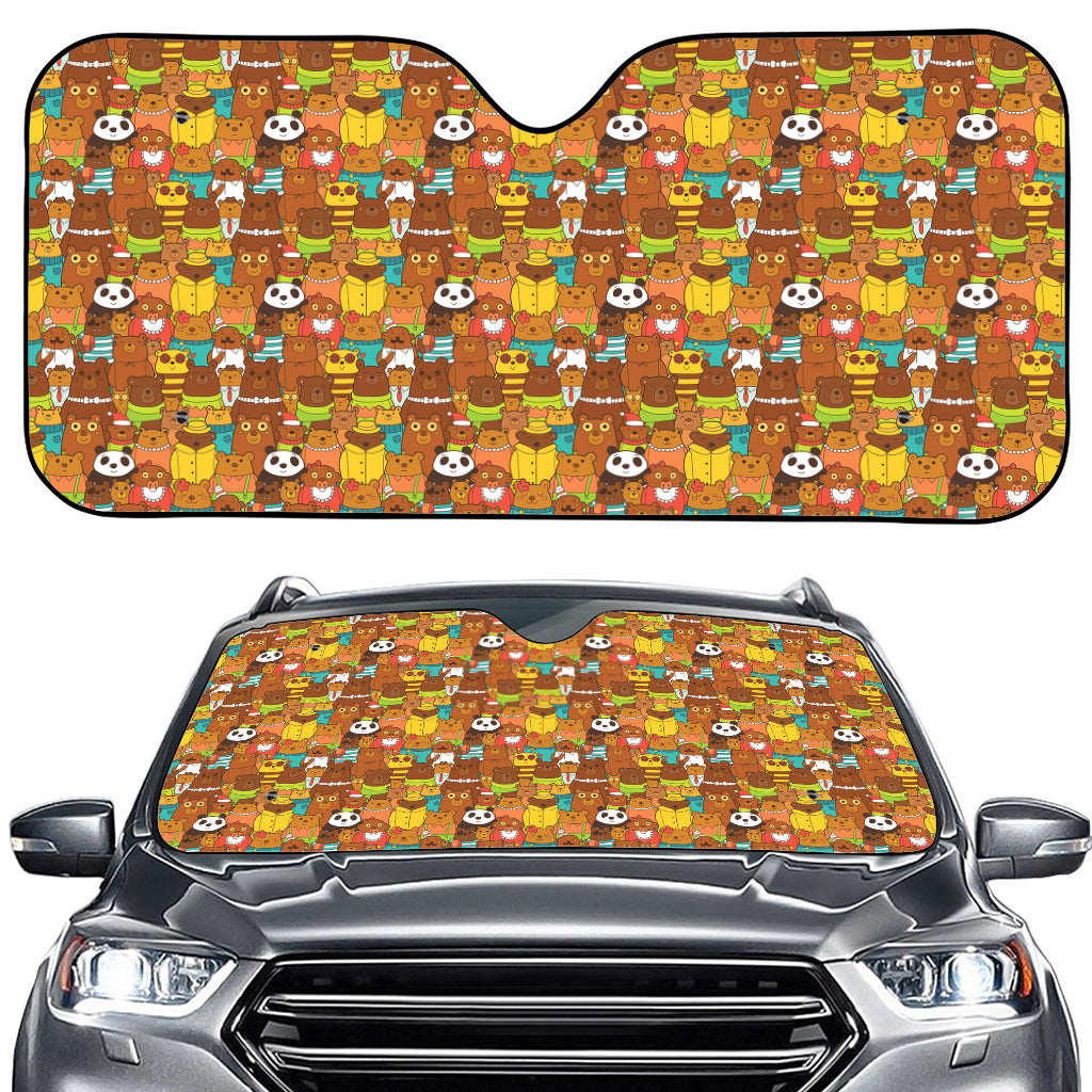 Colorful Cartoon Baby Bear Pattern Print Car Windshield Sun Shade