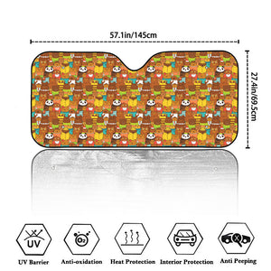 Colorful Cartoon Baby Bear Pattern Print Car Windshield Sun Shade