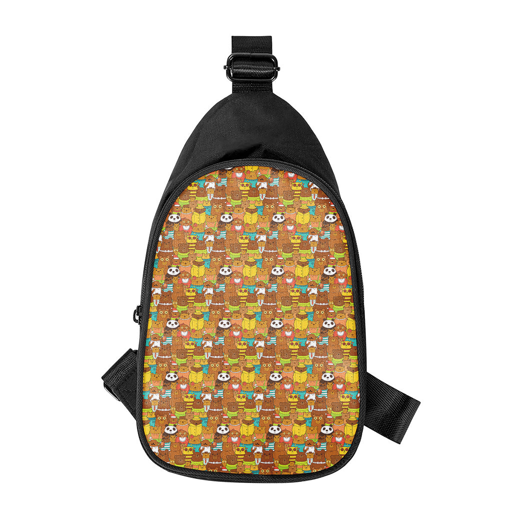 Colorful Cartoon Baby Bear Pattern Print Chest Bag