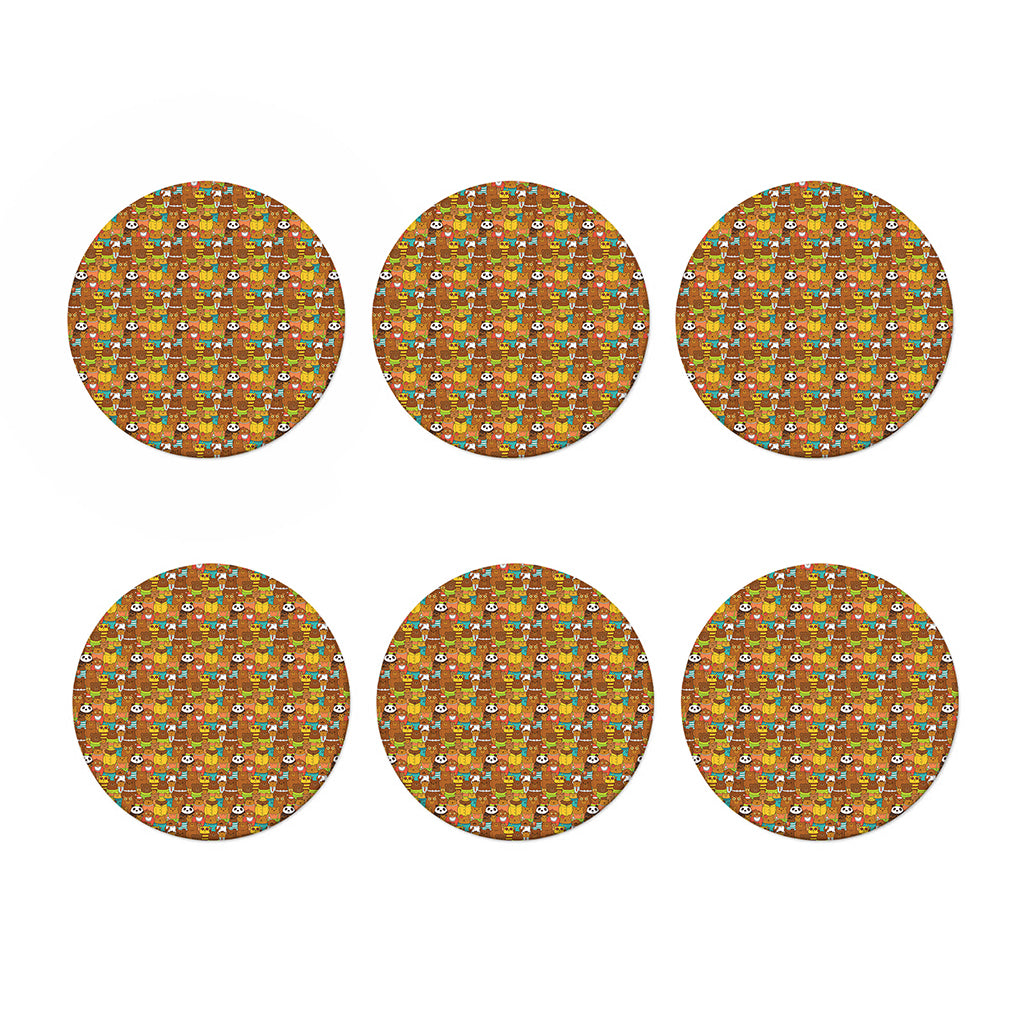 Colorful Cartoon Baby Bear Pattern Print Coaster Set