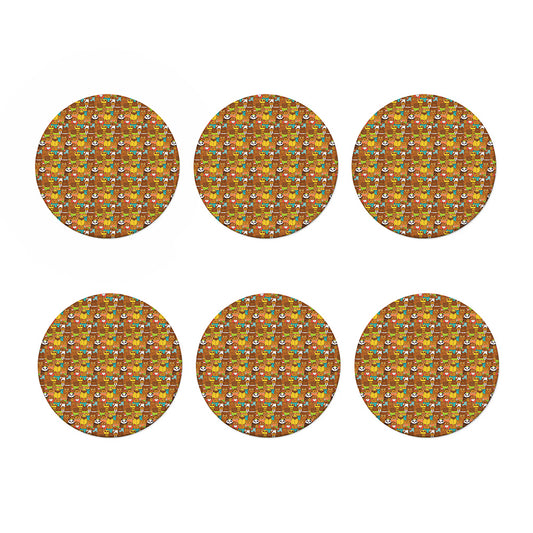 Colorful Cartoon Baby Bear Pattern Print Coaster Set