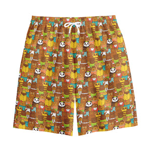 Colorful Cartoon Baby Bear Pattern Print Cotton Shorts