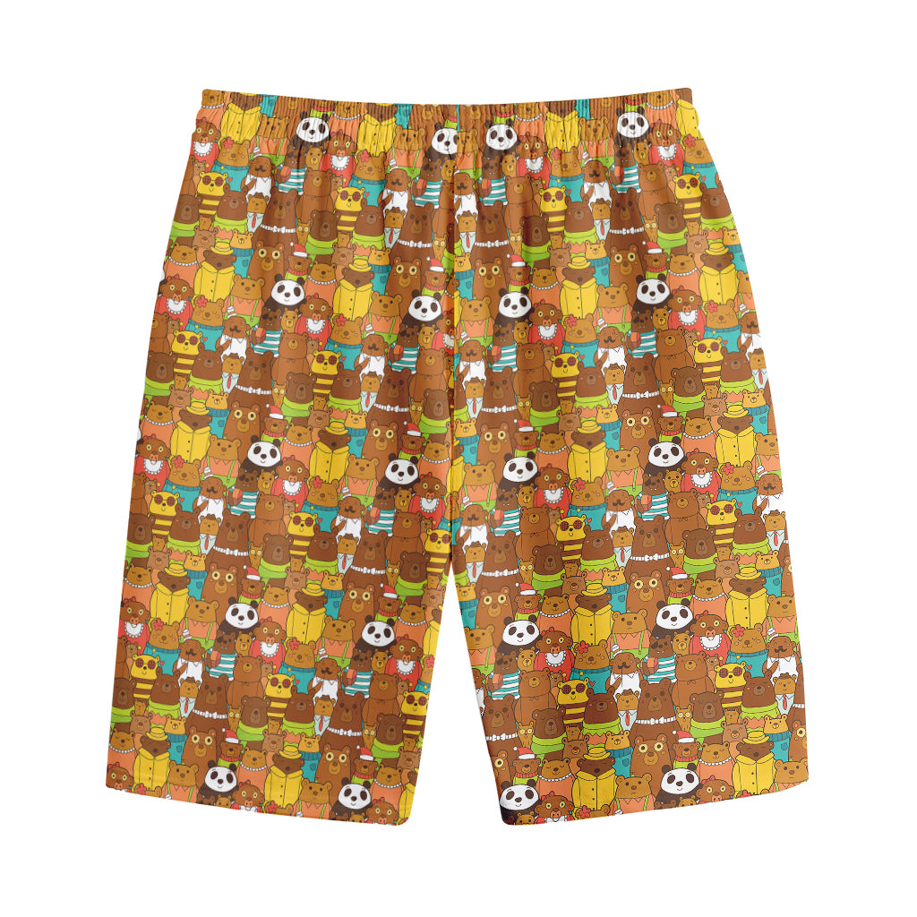 Colorful Cartoon Baby Bear Pattern Print Cotton Shorts