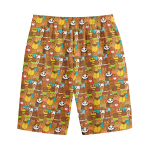 Colorful Cartoon Baby Bear Pattern Print Cotton Shorts