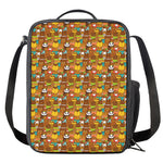 Colorful Cartoon Baby Bear Pattern Print Crossbody Lunch Bag
