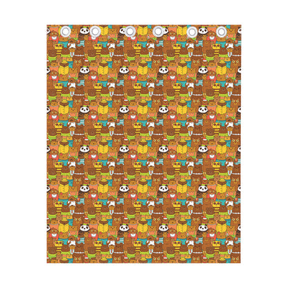 Colorful Cartoon Baby Bear Pattern Print Curtain
