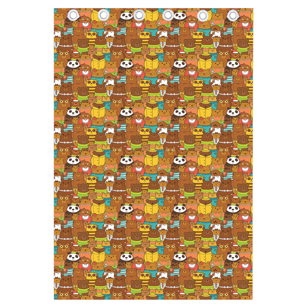 Colorful Cartoon Baby Bear Pattern Print Curtain