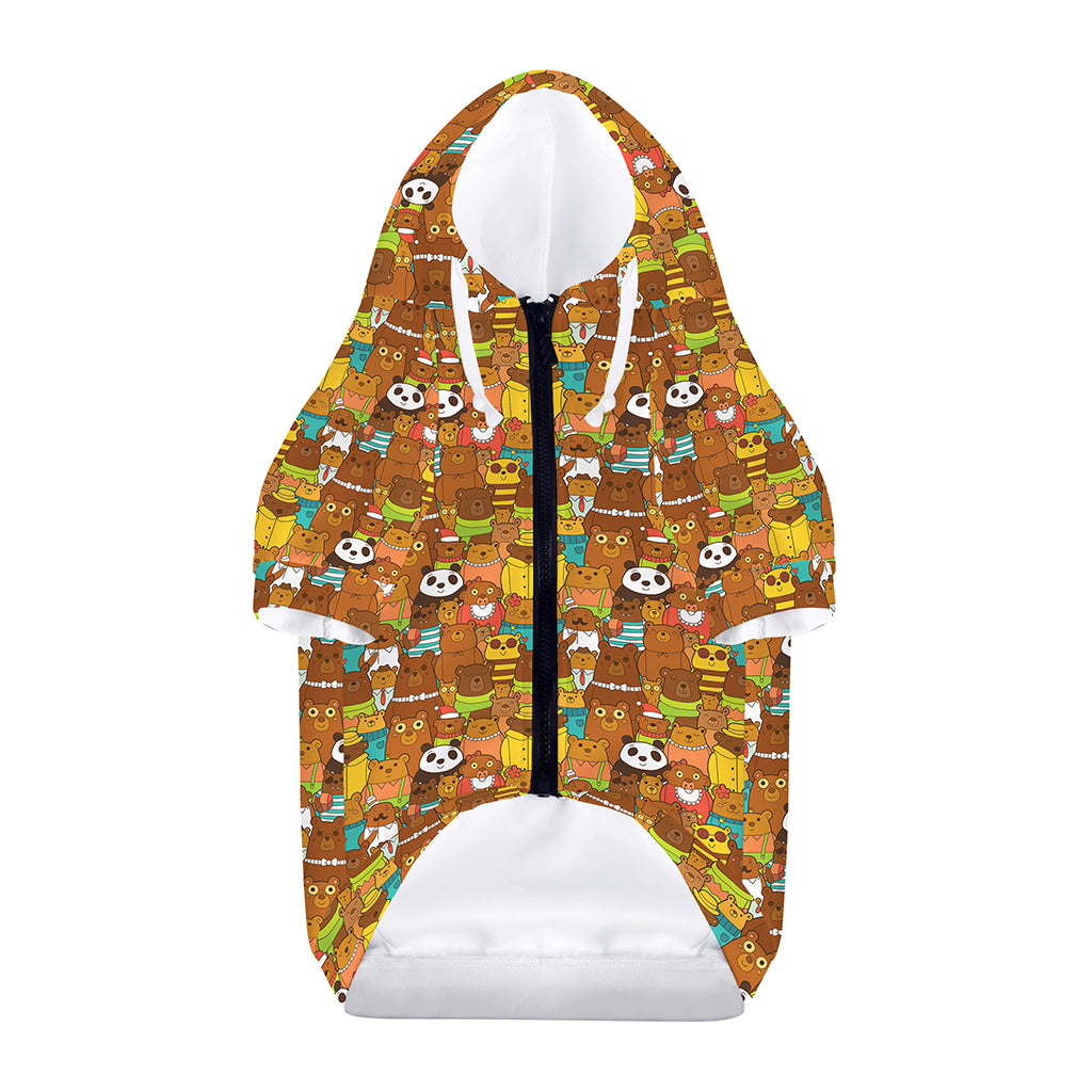 Colorful Cartoon Baby Bear Pattern Print Dog Zip Up Hoodie