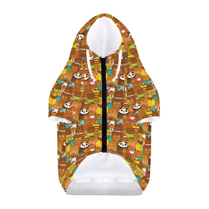 Colorful Cartoon Baby Bear Pattern Print Dog Zip Up Hoodie