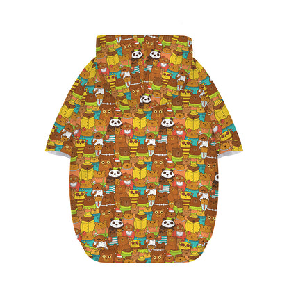 Colorful Cartoon Baby Bear Pattern Print Dog Zip Up Hoodie