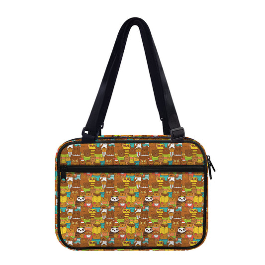 Colorful Cartoon Baby Bear Pattern Print Double Strap Bible Bag