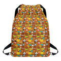 Colorful Cartoon Baby Bear Pattern Print Drawstring Backpack