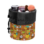 Colorful Cartoon Baby Bear Pattern Print Drawstring Makeup Bag