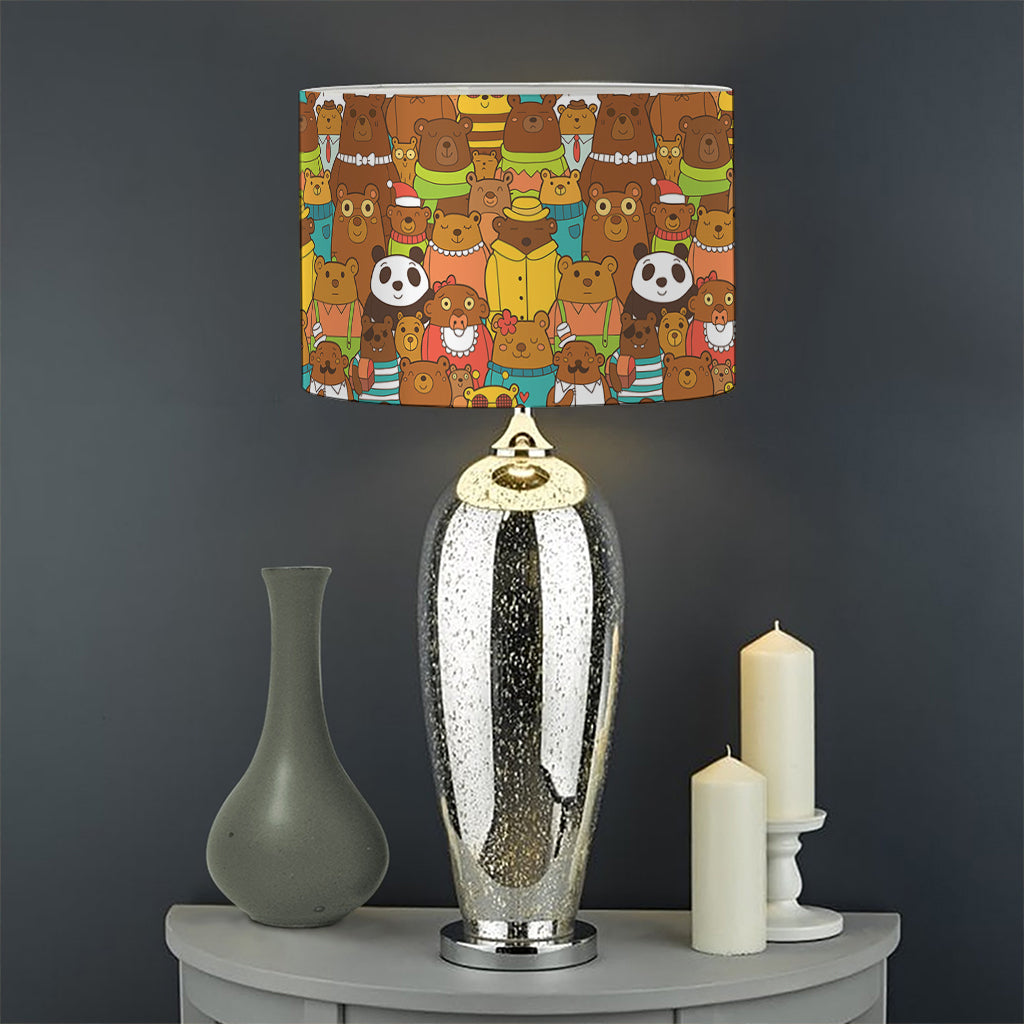 Colorful Cartoon Baby Bear Pattern Print Drum Lamp Shade