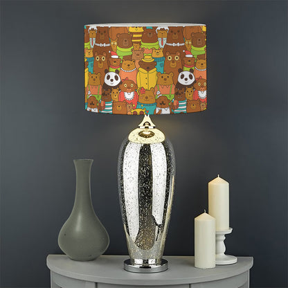 Colorful Cartoon Baby Bear Pattern Print Drum Lamp Shade
