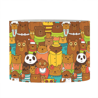 Colorful Cartoon Baby Bear Pattern Print Drum Lamp Shade