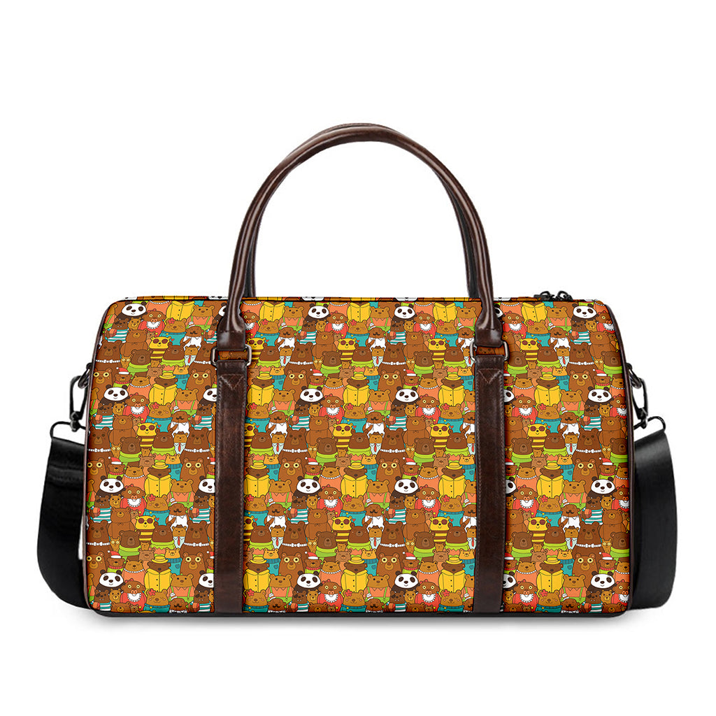 Colorful Cartoon Baby Bear Pattern Print Duffle Bag