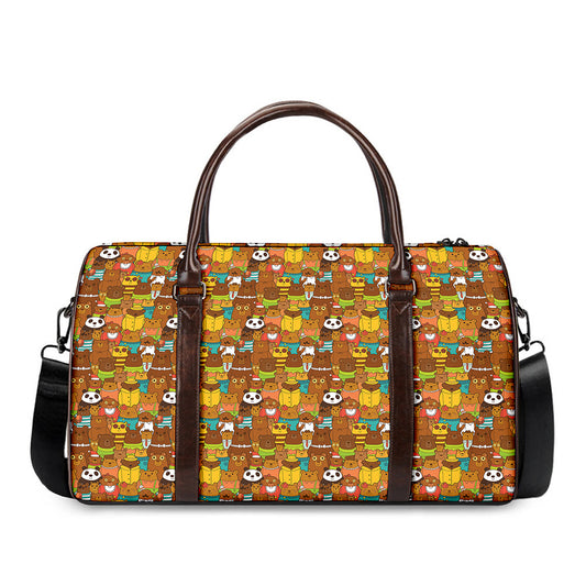 Colorful Cartoon Baby Bear Pattern Print Duffle Bag
