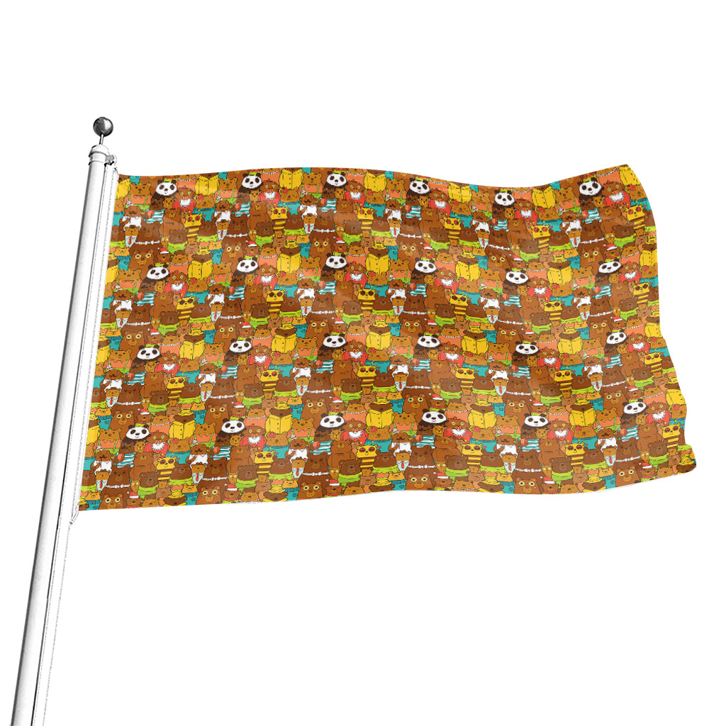 Colorful Cartoon Baby Bear Pattern Print Flag