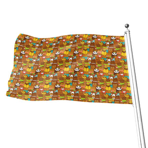 Colorful Cartoon Baby Bear Pattern Print Flag