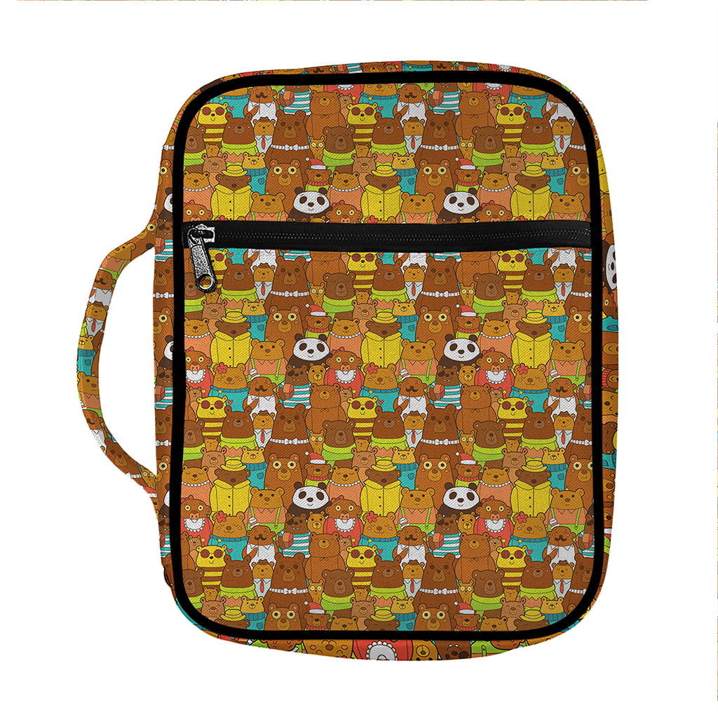 Colorful Cartoon Baby Bear Pattern Print Front Pocket Bible Bag