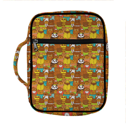 Colorful Cartoon Baby Bear Pattern Print Front Pocket Bible Bag