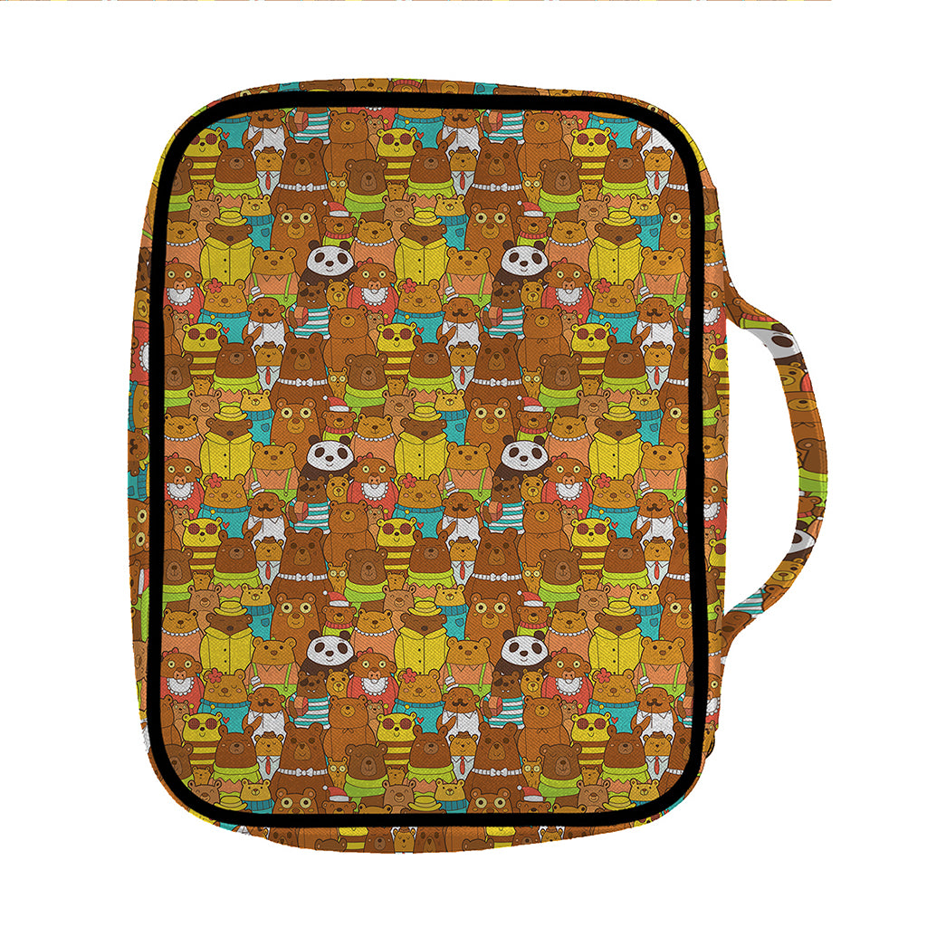 Colorful Cartoon Baby Bear Pattern Print Front Pocket Bible Bag