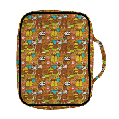 Colorful Cartoon Baby Bear Pattern Print Front Pocket Bible Bag