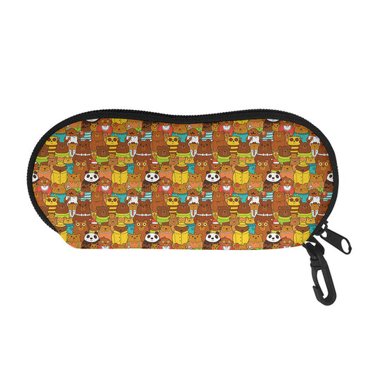 Colorful Cartoon Baby Bear Pattern Print Glasses Case