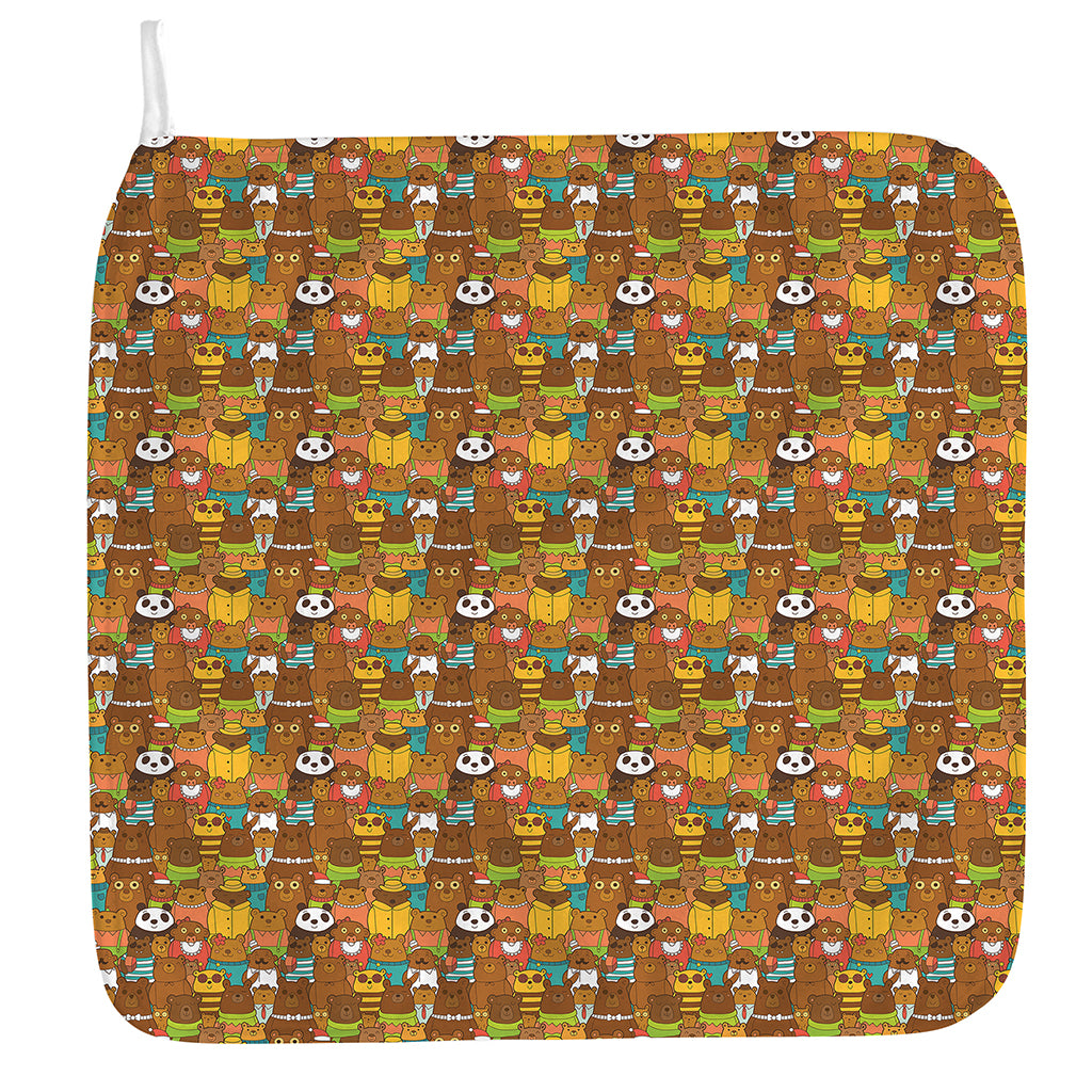 Colorful Cartoon Baby Bear Pattern Print Hand Towel