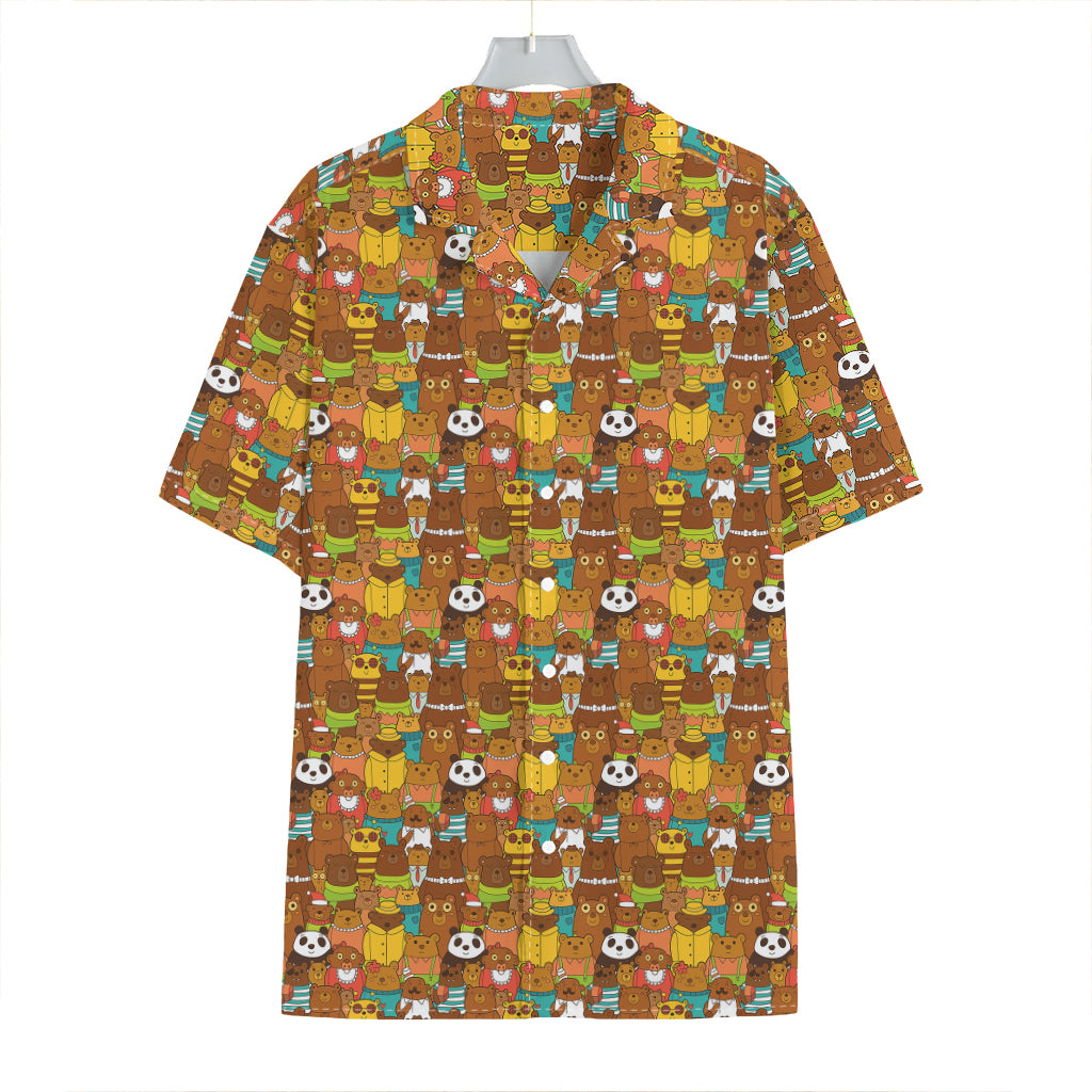 Colorful Cartoon Baby Bear Pattern Print Hawaiian Shirt