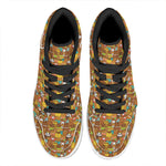 Colorful Cartoon Baby Bear Pattern Print High Top Leather Sneakers