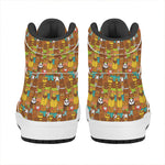 Colorful Cartoon Baby Bear Pattern Print High Top Leather Sneakers