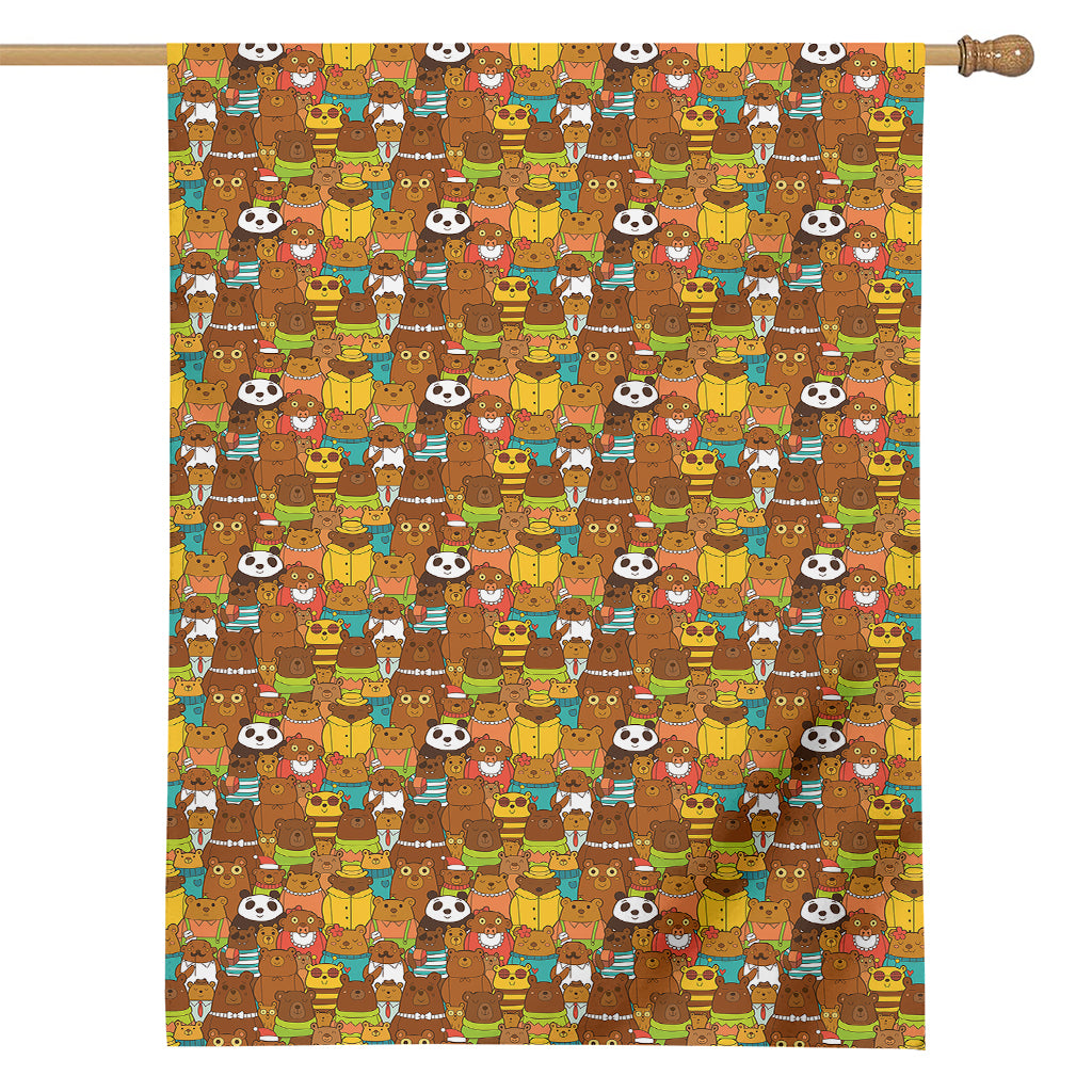 Colorful Cartoon Baby Bear Pattern Print House Flag