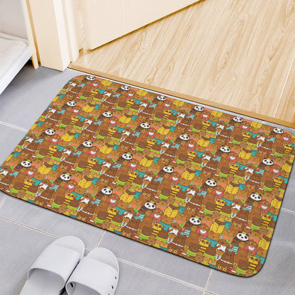 Colorful Cartoon Baby Bear Pattern Print Indoor Door Mat