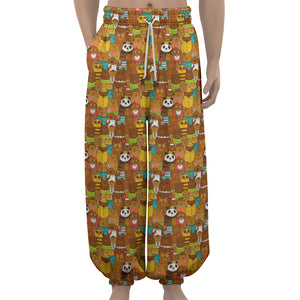 Colorful Cartoon Baby Bear Pattern Print Lantern Pants