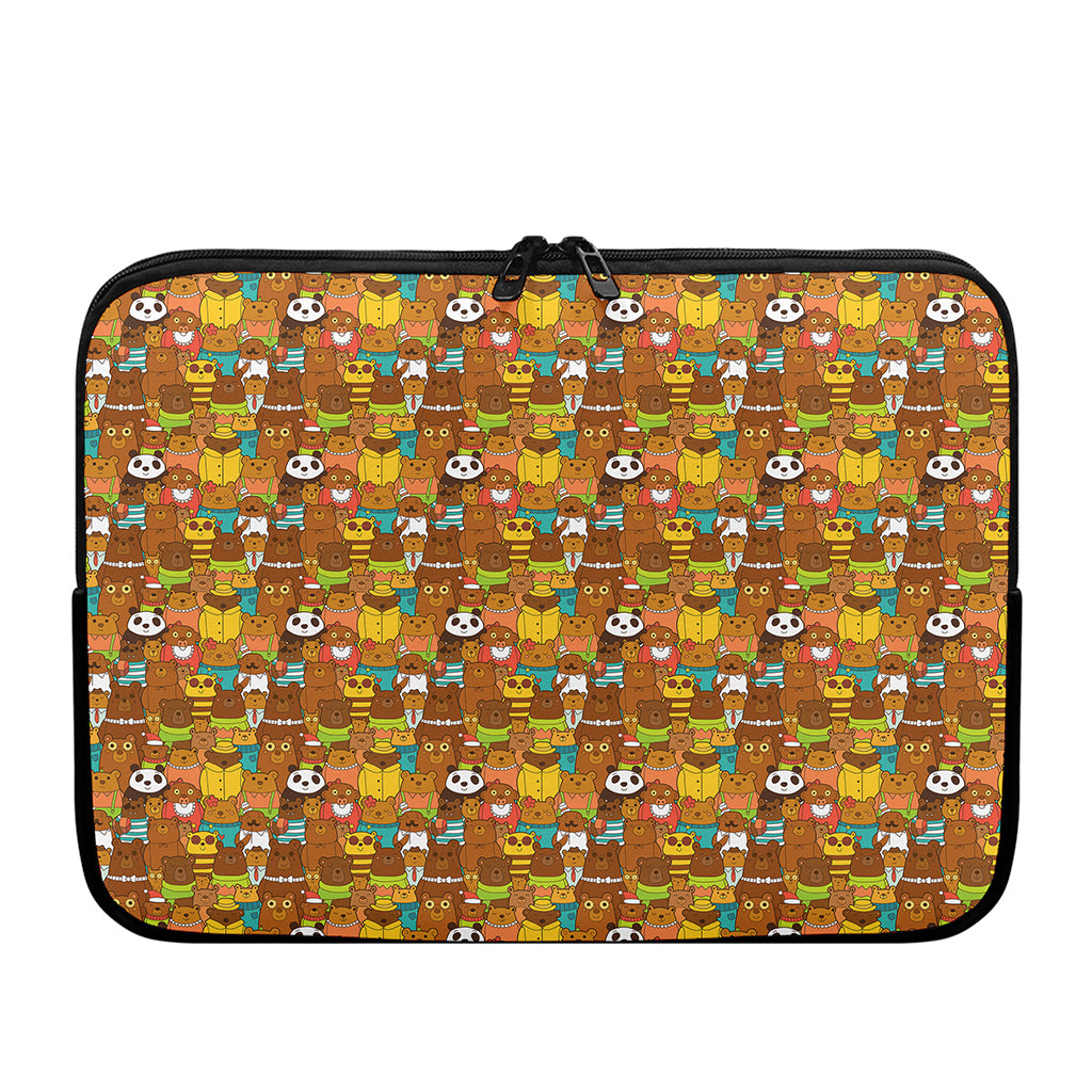 Colorful Cartoon Baby Bear Pattern Print Laptop Sleeve