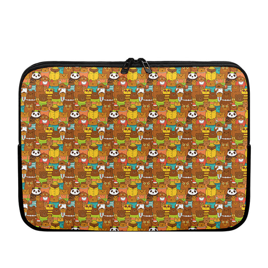 Colorful Cartoon Baby Bear Pattern Print Laptop Sleeve