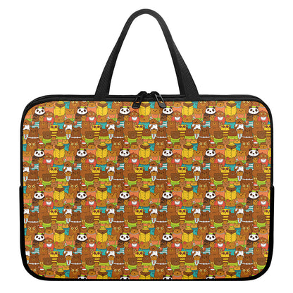 Colorful Cartoon Baby Bear Pattern Print Laptop Sleeve With Handle