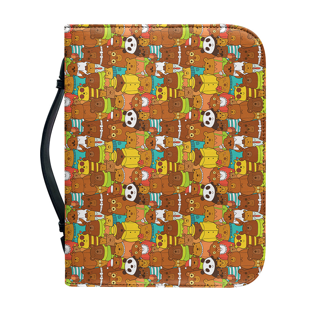 Colorful Cartoon Baby Bear Pattern Print Leather Bible Cover