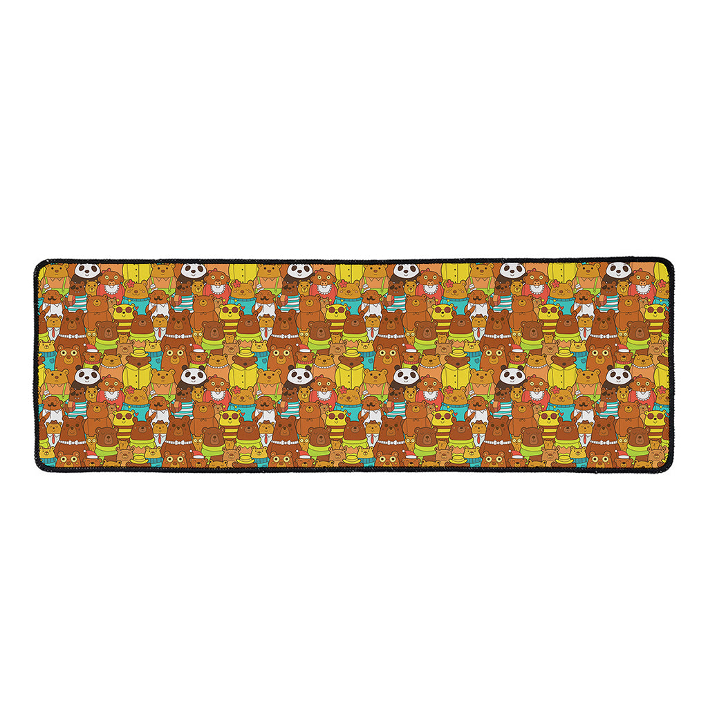 Colorful Cartoon Baby Bear Pattern Print Long Kitchen Mat